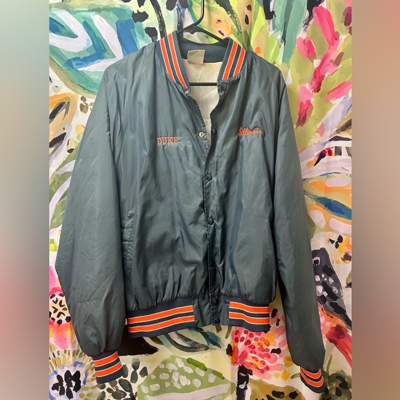 Vintage University of Illinois Illini Varsity Jacket-Size XL Navy and Orange - Picture 1 of 3